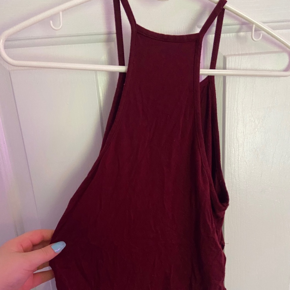 Red Cropped Tank with Cut-Outs